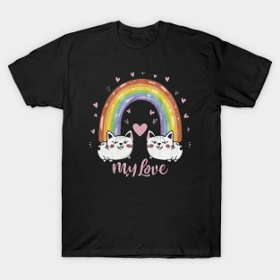 My Rainbow Cat is My Valentine T-Shirt